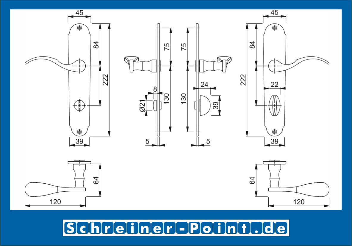 Hoppe Caracas Langschild-Garnitur F73 Messing brüniert, M112SLN/2021, 6685929, 8168122, 800773, 8168239, 800735, 8170730, 6376487, 6376495